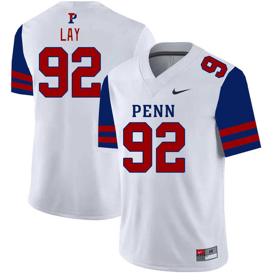 Men-Youth #92 Hunter Lay Penn Quakers 2023 College Football Jerseys Stitched Sale-White